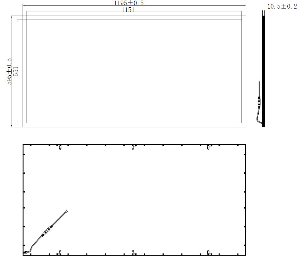 Ledpanel F 1260 mittakuva